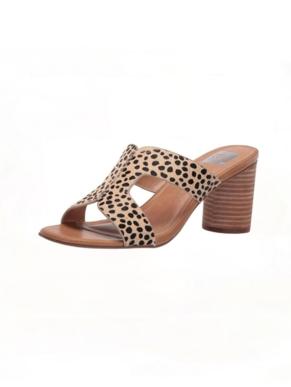 Dolce Vita Maud Leopard Calf Hair Leather Stacked Heel Sandals Shoes Size 8